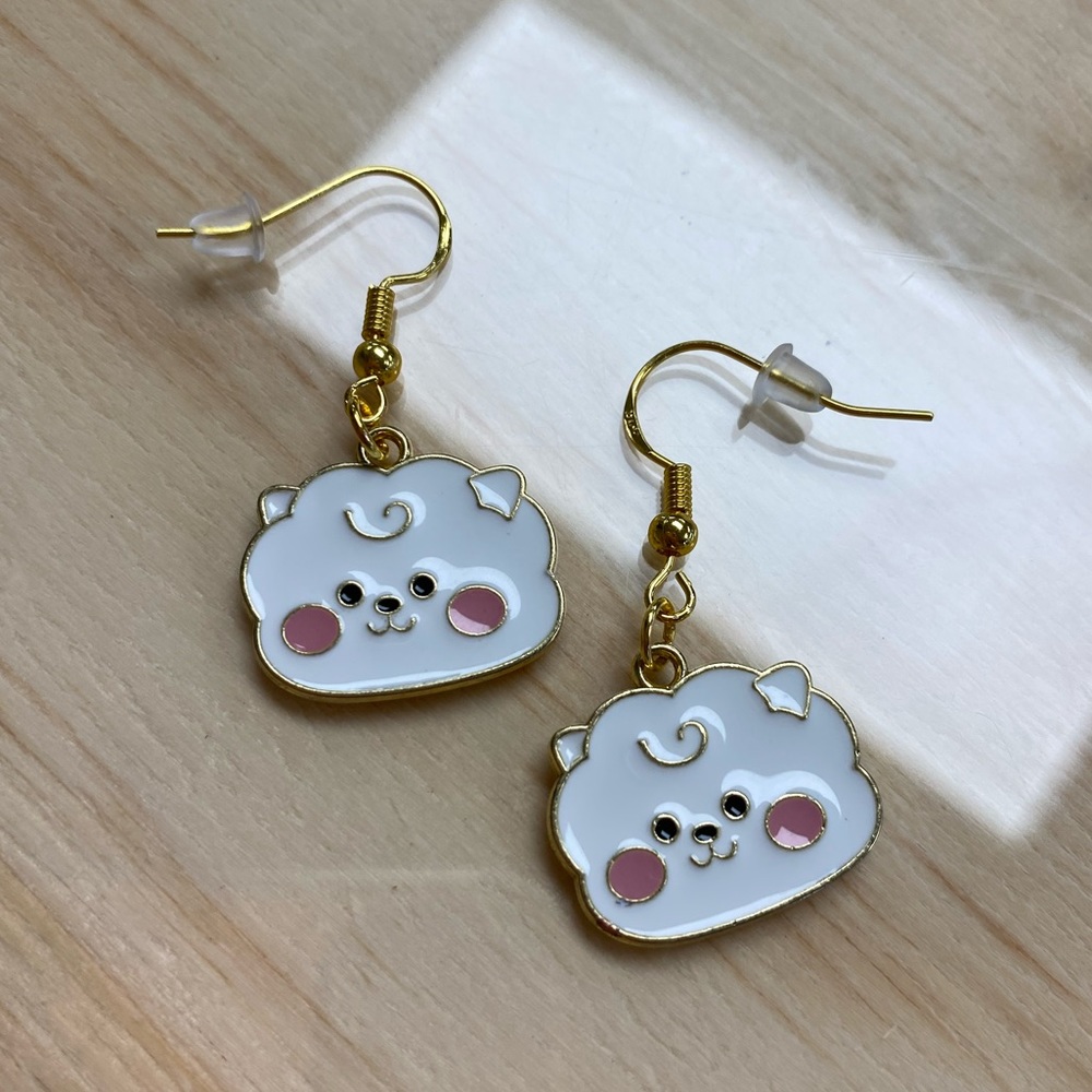 Bt21 Rj earrings 925 stamped gold and white